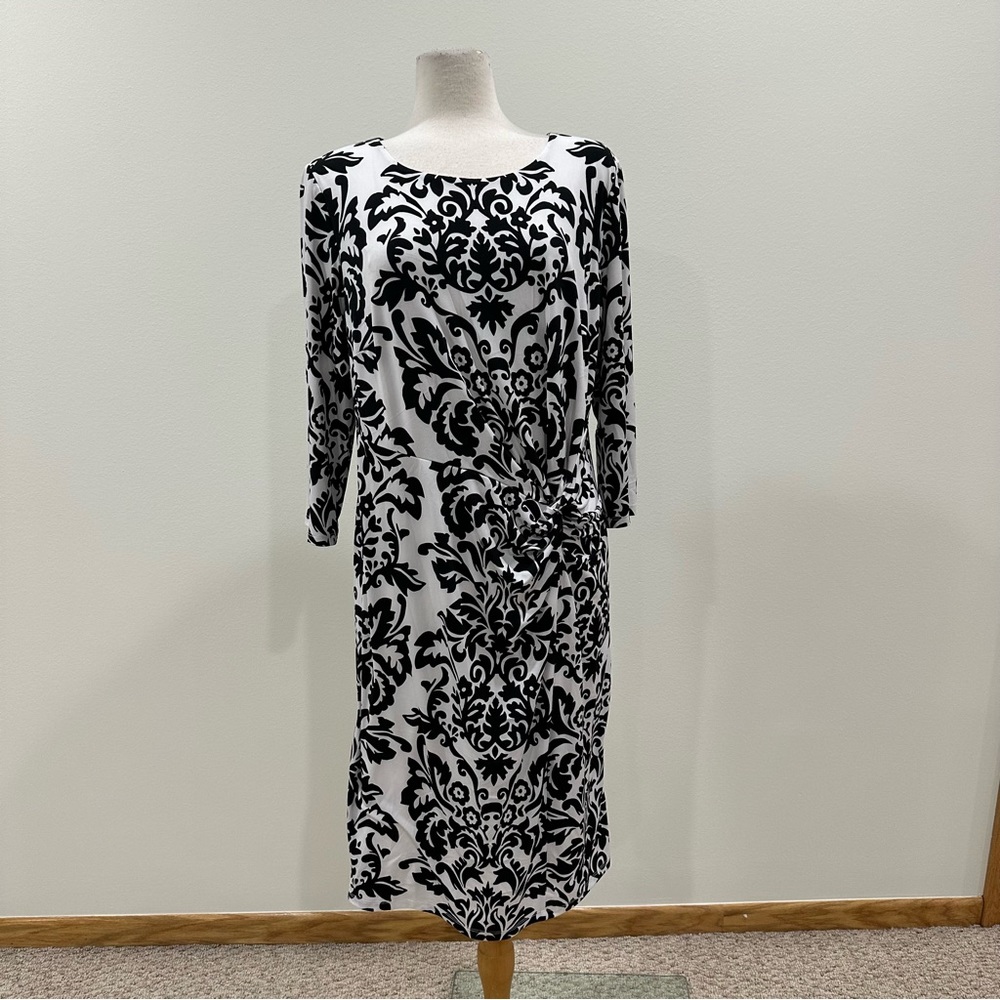 Black/White Faux Wrap Dress